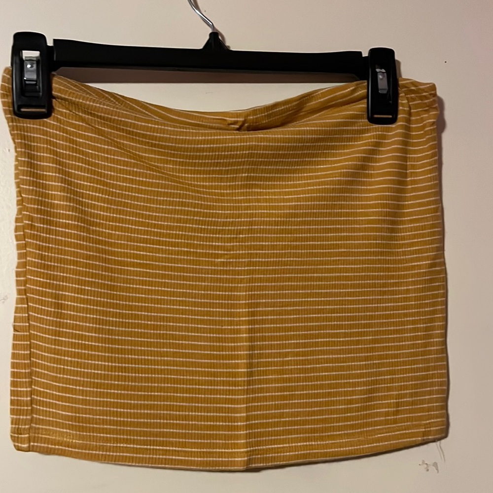 tan and white striped tube top